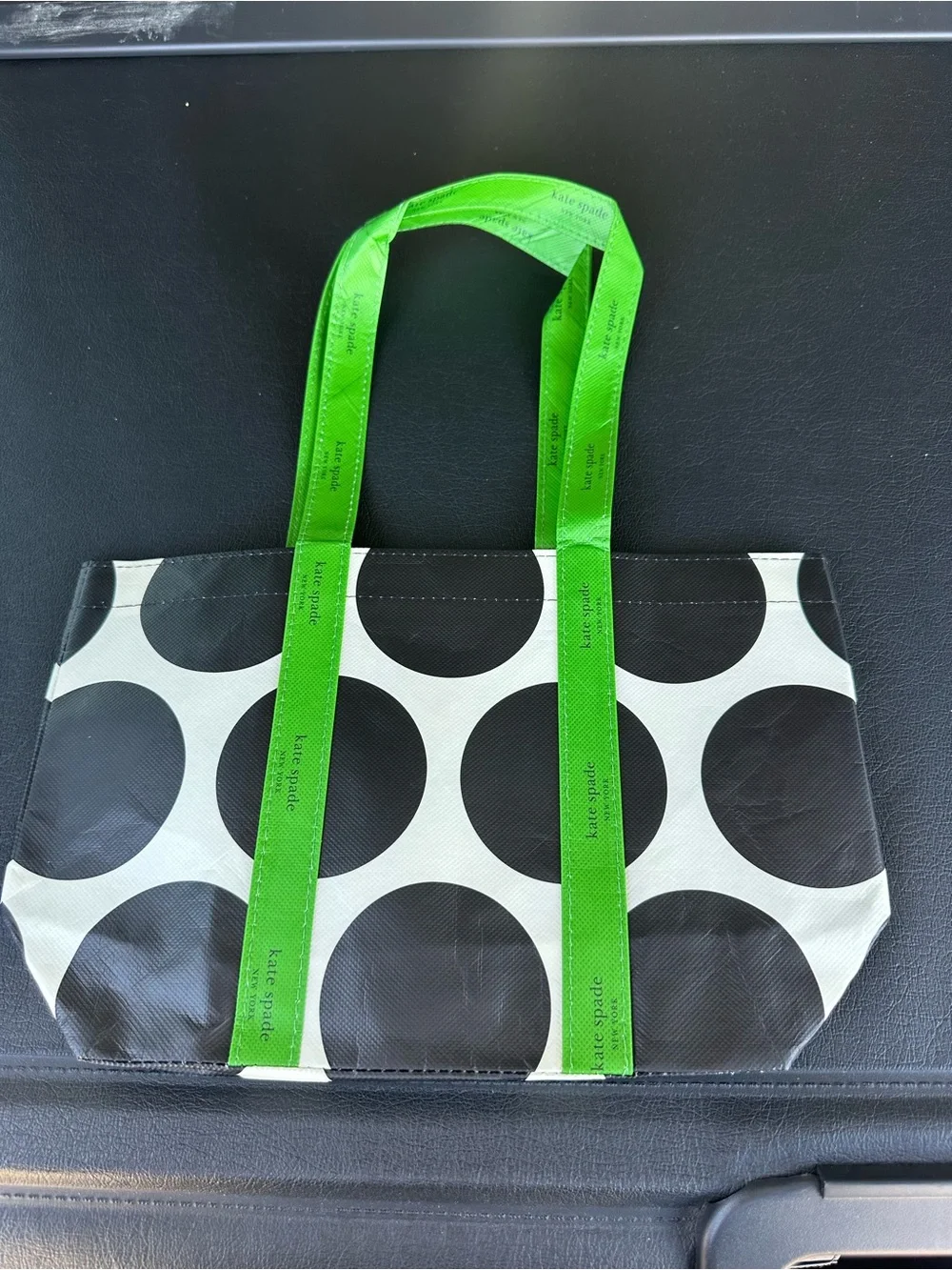 kate spade Black and White Polka Dot Tote with Neon Green Handles - Picture 1 of 1